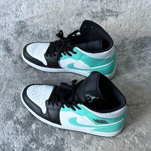 Jordan Air One Mid Black and Mint Green Men's Sneakers